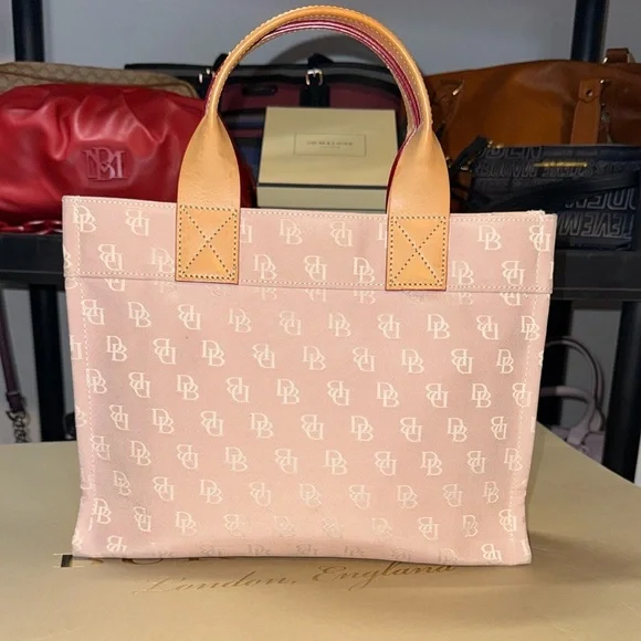Dooney & Bourke Pink and Tan Totes with Monogram Patterns - Picture 2 of 10